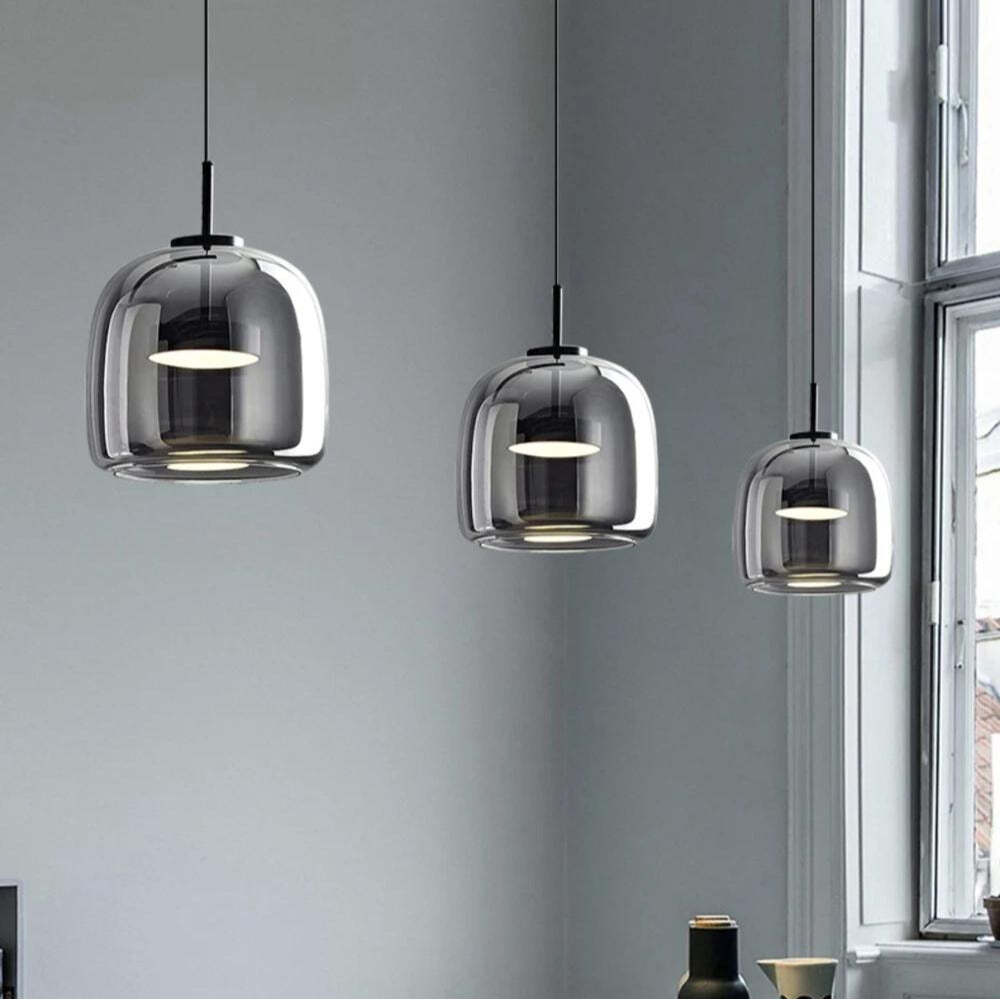 Nordisk svart glass pendellampe