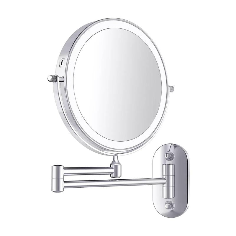 Chromsilber wiederaufladbarer LED-Vergrößerungsspiegel für Make-up und Badezimmer
