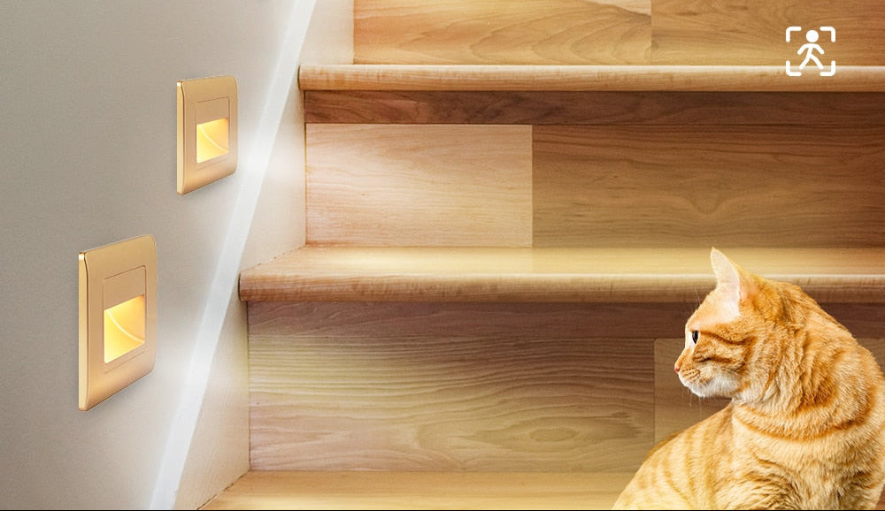 EB Brone - LED trappelys 4 farger PIR-sensor innfelt fotlys