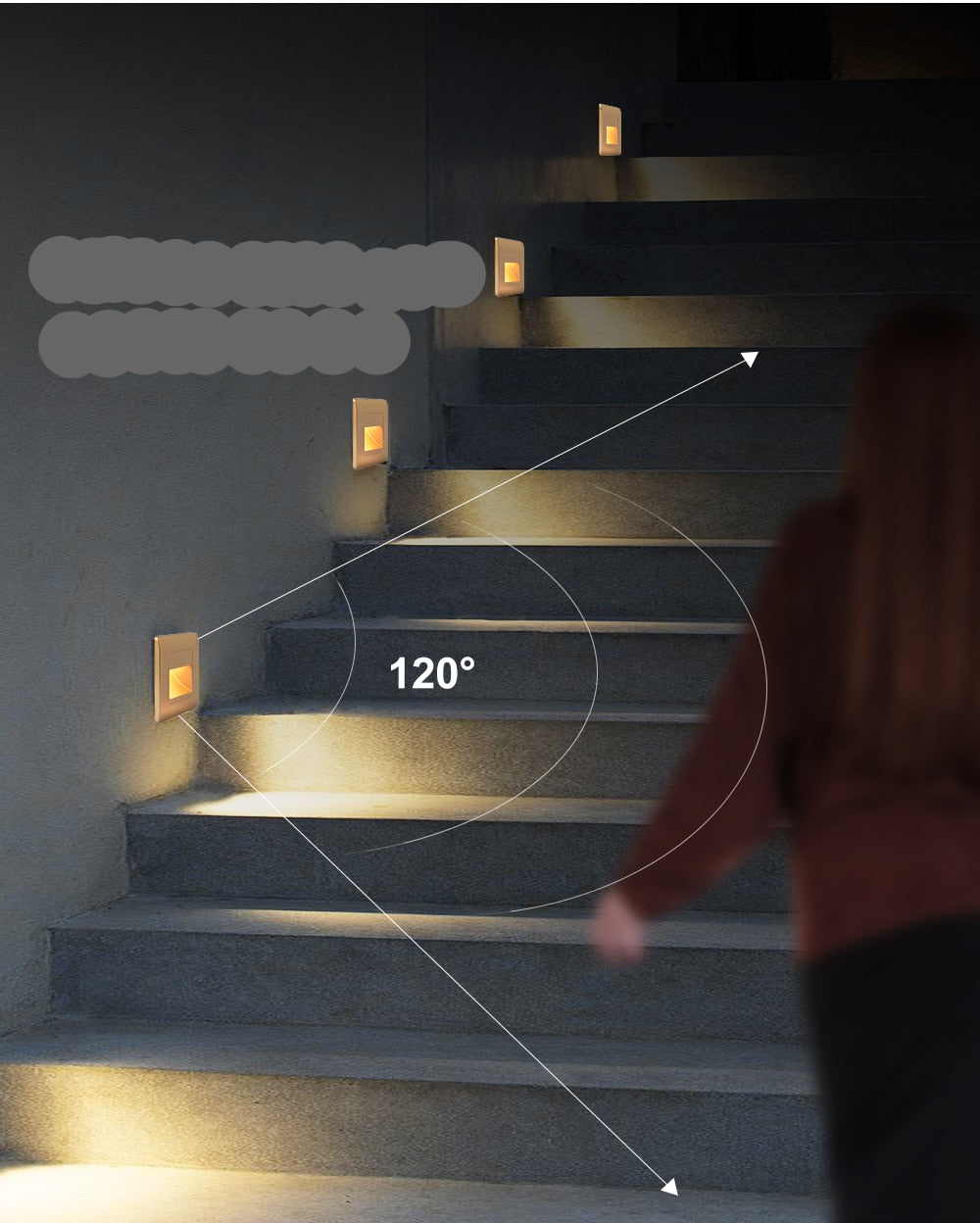 EB Brone - LED trappelys 4 farger PIR-sensor innfelt fotlys