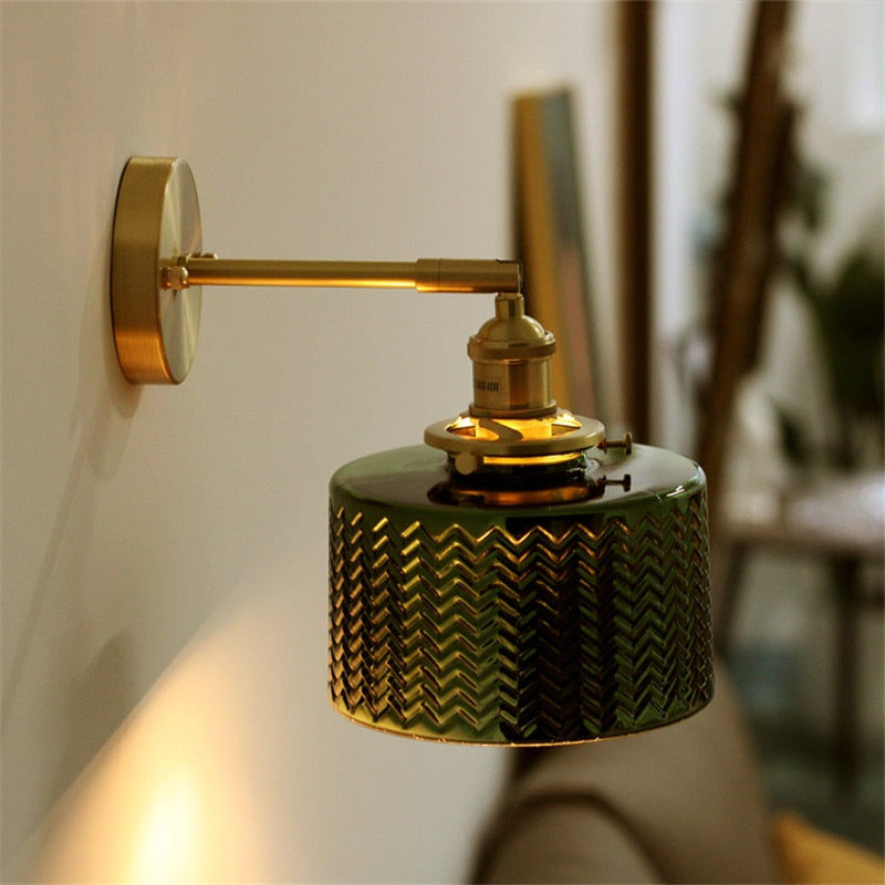 Nordisk grønn glassvegglampe