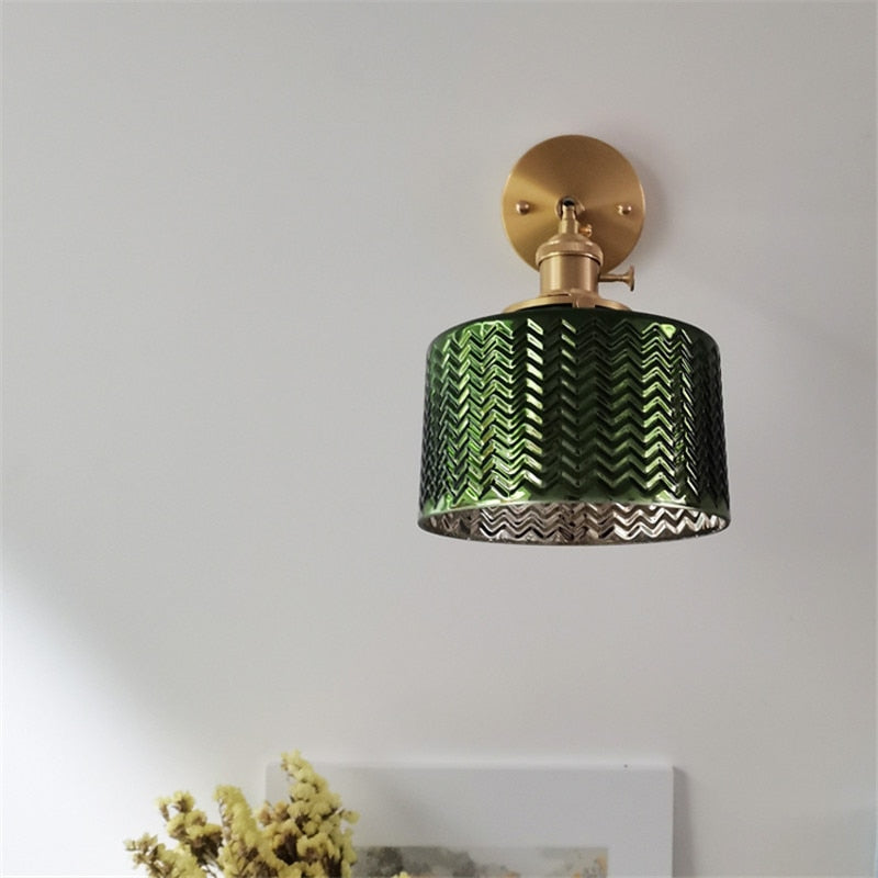 Nordisk grønn glassvegglampe