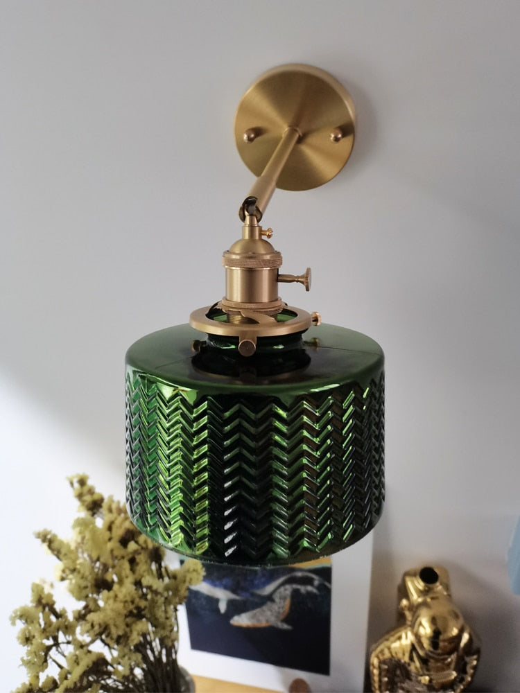Nordisk grønn glassvegglampe