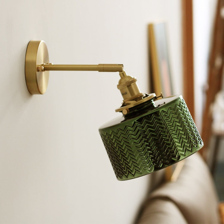Nordisk grønn glassvegglampe