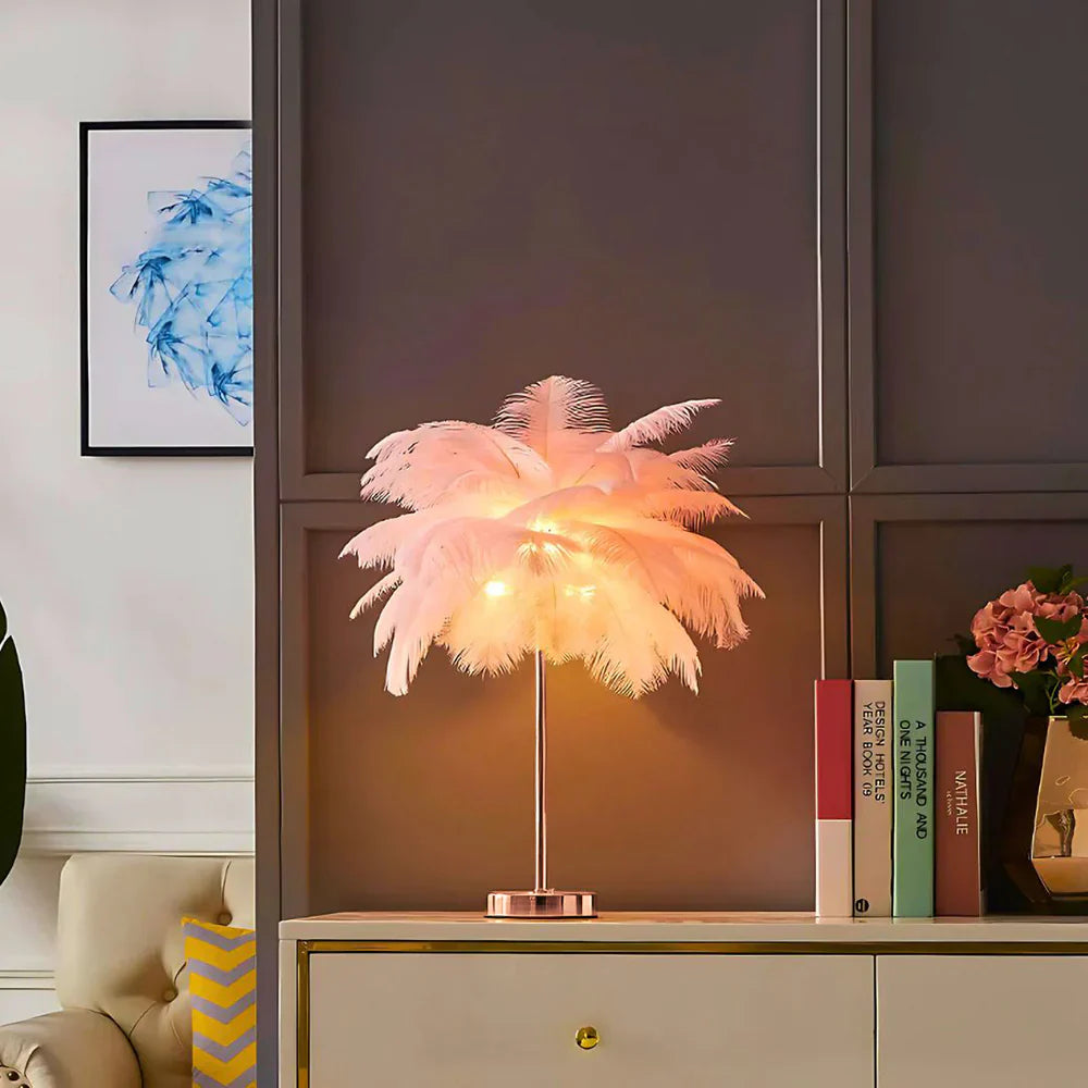 Aurora Feather Lamp – Elegant mjukt sken för hem och inredning