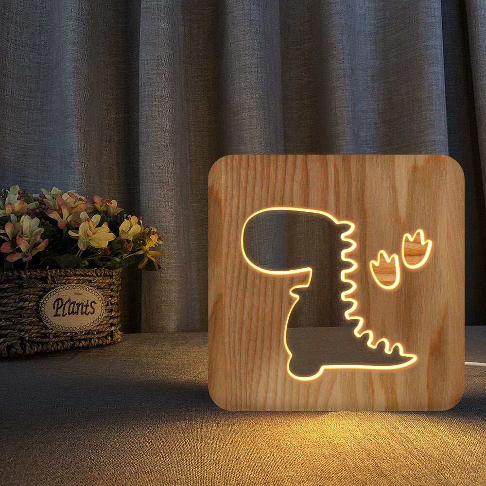 Houten Dinosaurus Nachtlampje