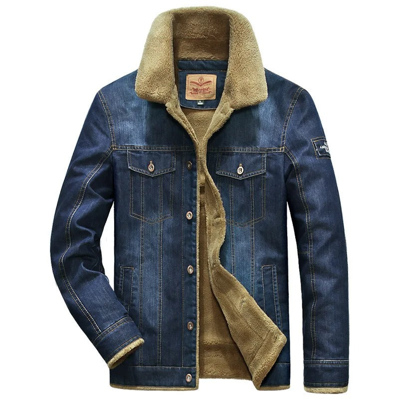 Lucas - Veste coupe-vent en denim avec doublure en polaire