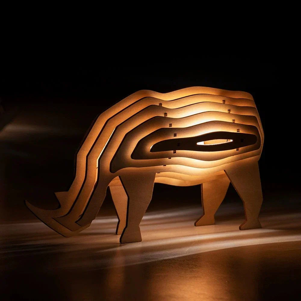 Lampe Animale 3D en Bois – Veilleuse DIY Interactive