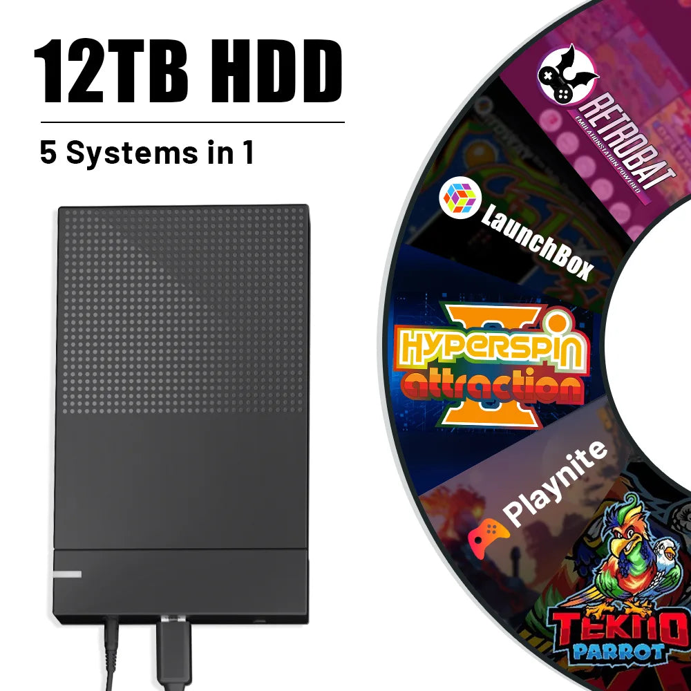12TB Hyperspin, Launchbox, Retrobat, Playnite, Teknoparrot 5IN1 merevlemez