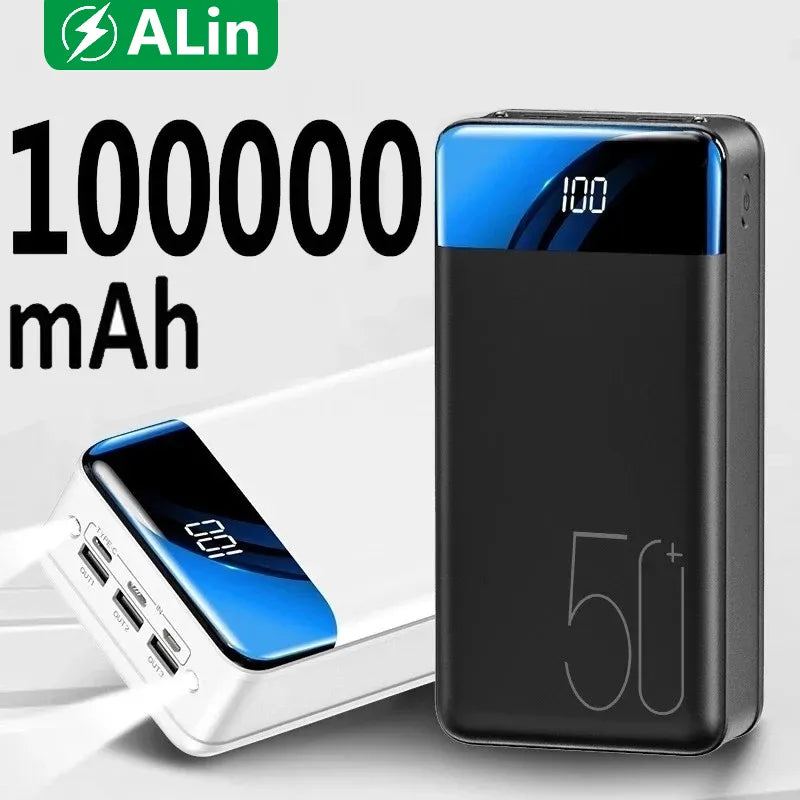 100,000mAh ultra-nagy kapacitású power bank – szupergyors töltés telefonokhoz, táblagépekhez és laptopokhoz