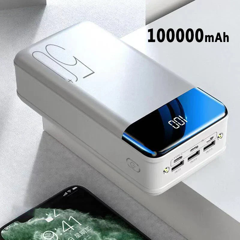 100,000mAh ultra-nagy kapacitású power bank – szupergyors töltés telefonokhoz, táblagépekhez és laptopokhoz