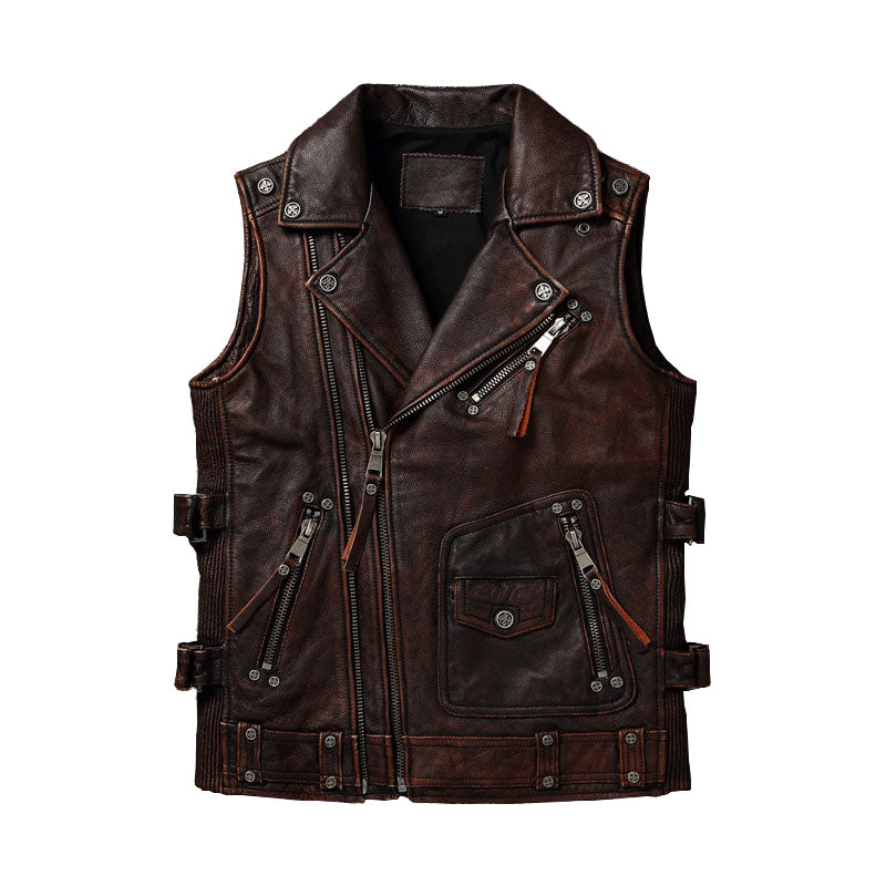 Gilet de moto vintage à couches