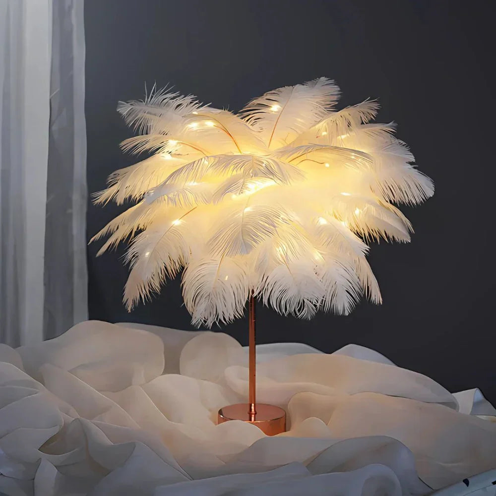 Aurora Feather Lamp – Elegant mjukt sken för hem och inredning