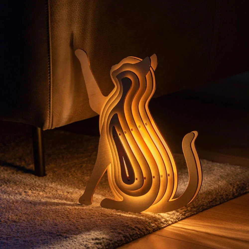 Lampe Animale 3D en Bois – Veilleuse DIY Interactive