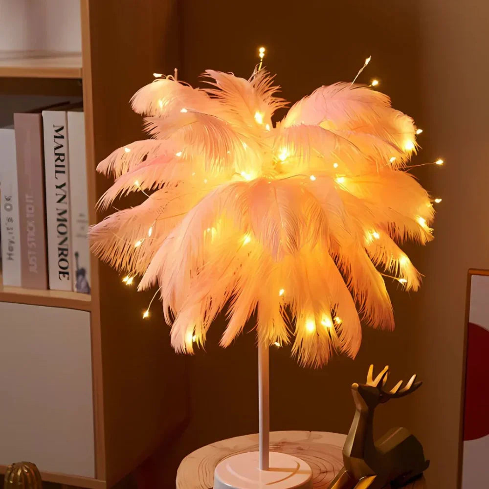 Aurora Feather Lamp – Elegant mjukt sken för hem och inredning