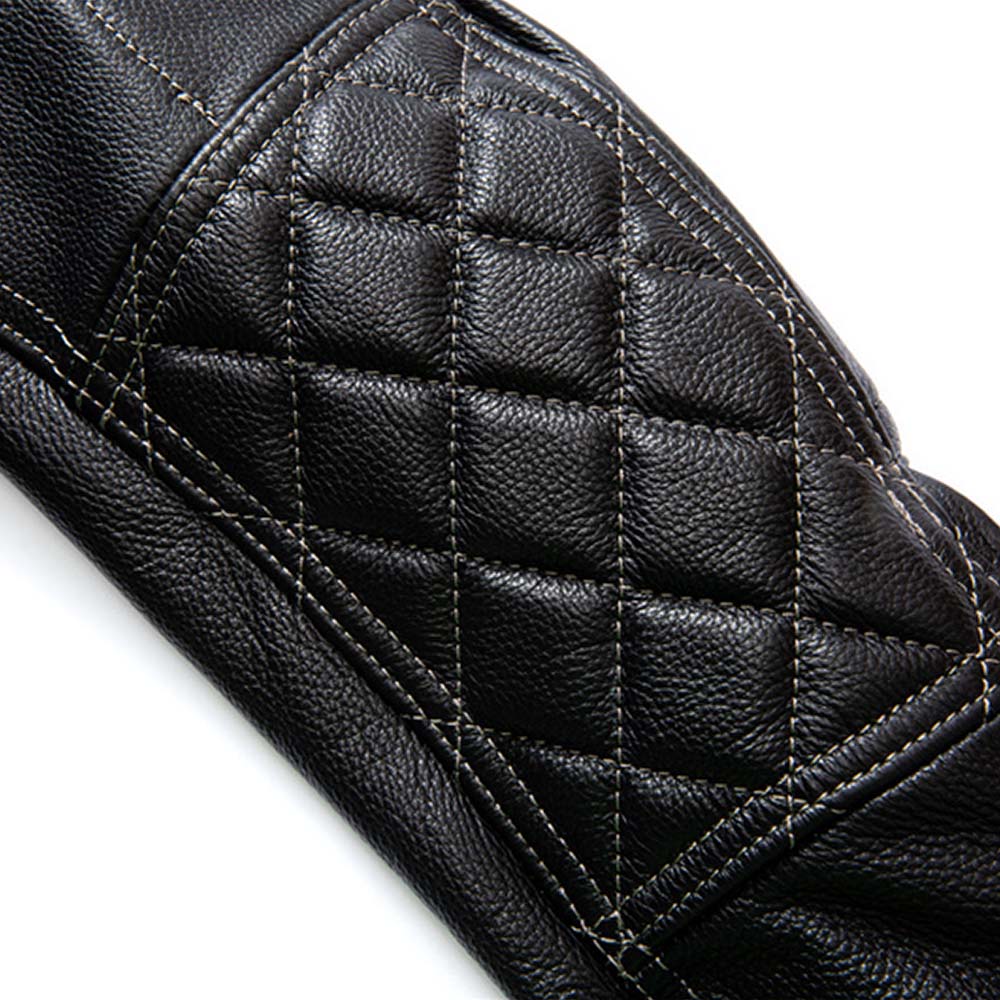 Veste de motard en cuir naturel pour hommes