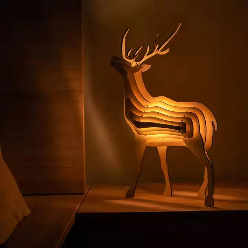 Lampe Animale 3D en Bois – Veilleuse DIY Interactive