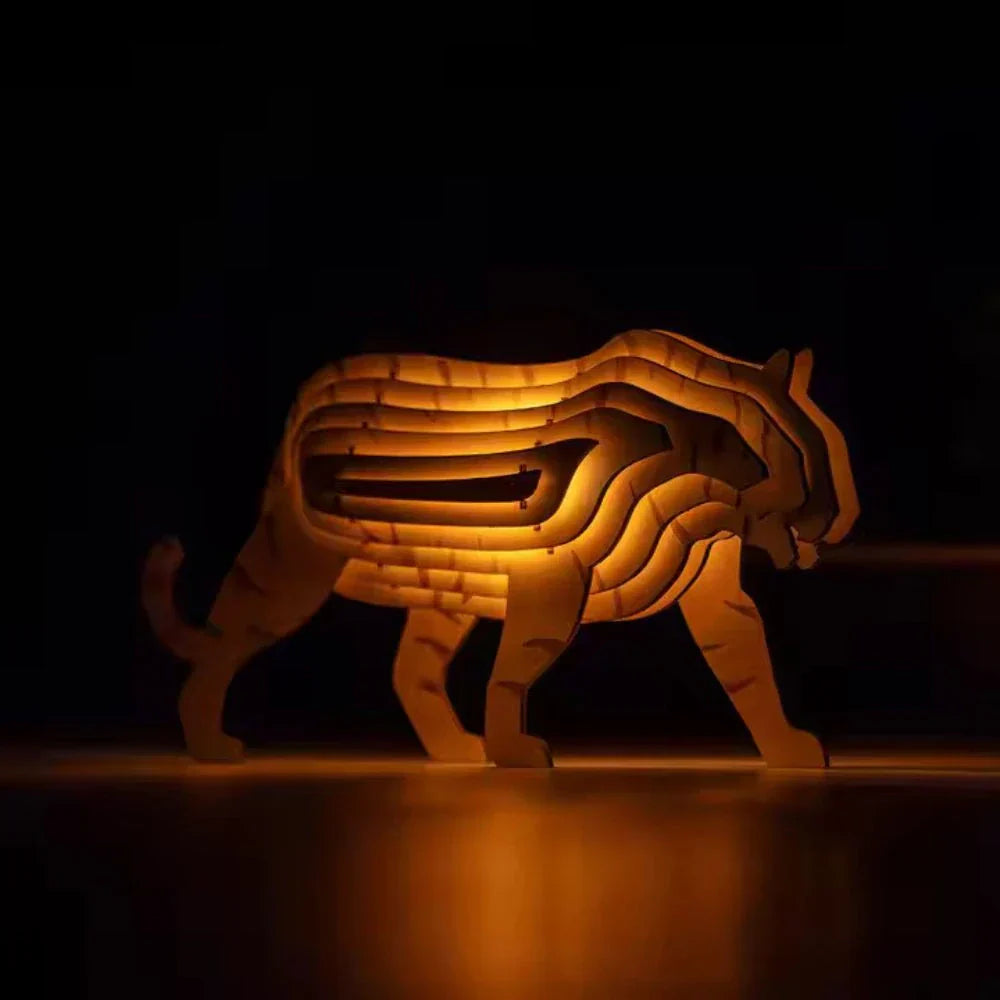 Lampe Animale 3D en Bois – Veilleuse DIY Interactive