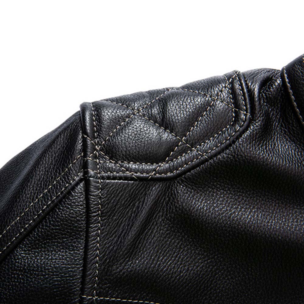 Veste de motard en cuir naturel pour hommes