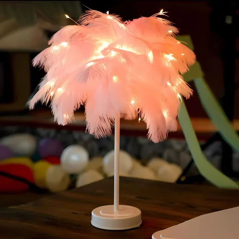 Aurora Feather Lamp – Elegant mjukt sken för hem och inredning