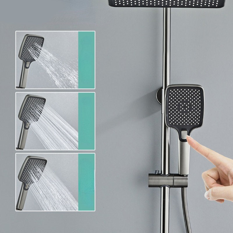 Ensemble de douche thermostatique à affichage numérique avec robinet pressurisé et finition en cendres plaquées