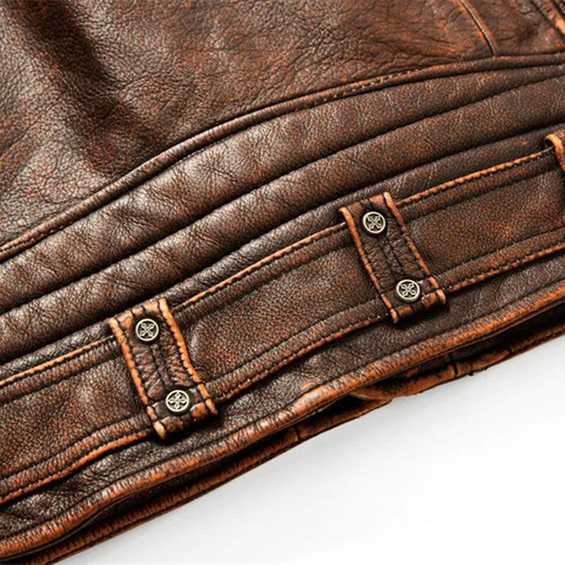 Veste en cuir véritable rétro A81