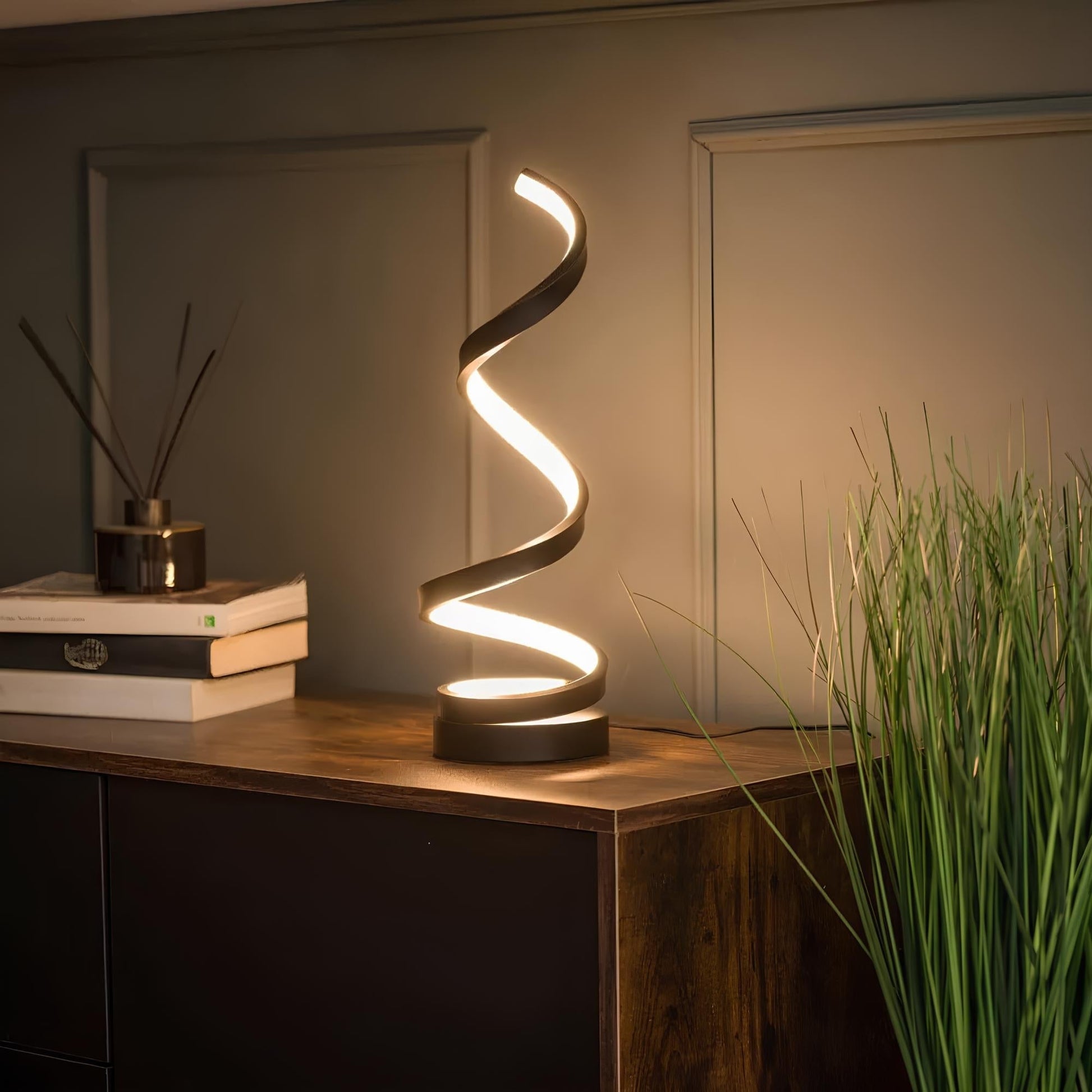 Lampe LED Spirale Radiance – Lampe de Table Moderne à Intensité Variable
