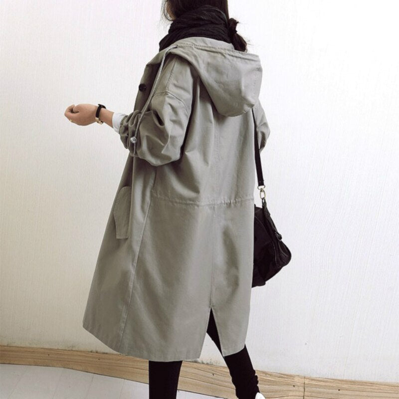 EleganCoat | Moderiktig lång trenchcoat/jacka för kvinnor säsongsbyte 2024