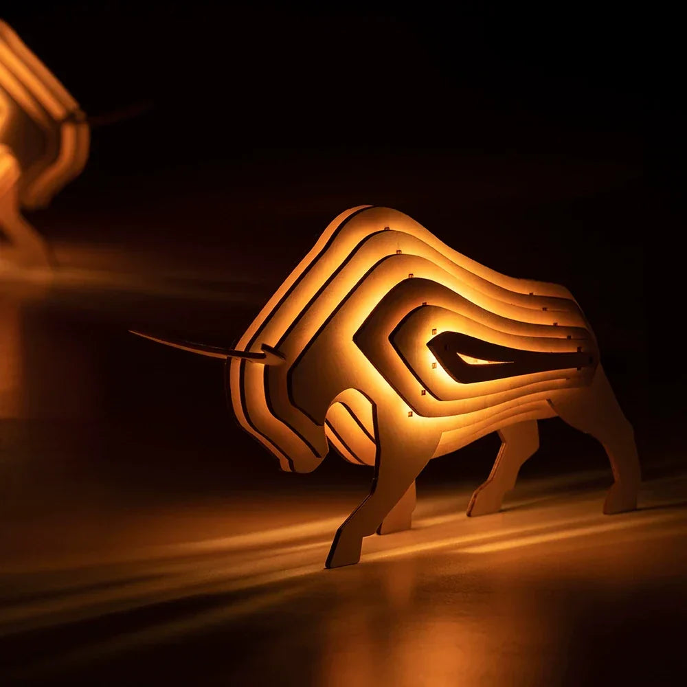 Lampe Animale 3D en Bois – Veilleuse DIY Interactive