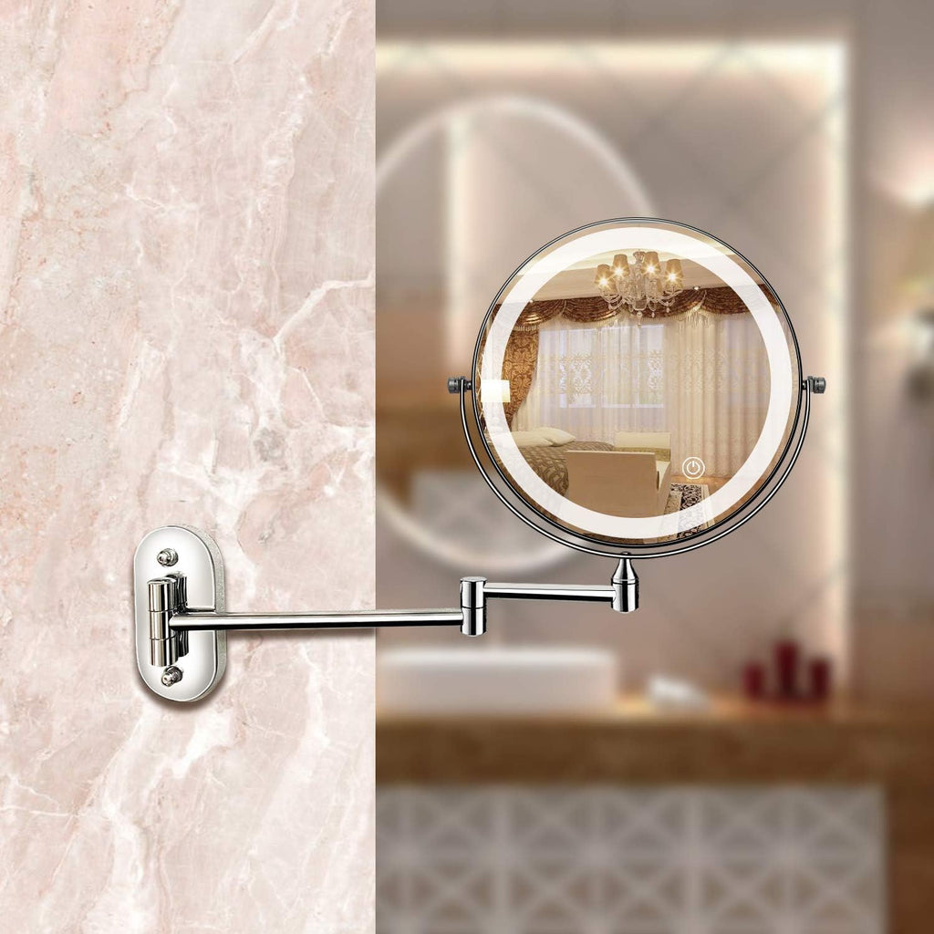 Chromsilber wiederaufladbarer LED-Vergrößerungsspiegel für Make-up und Badezimmer