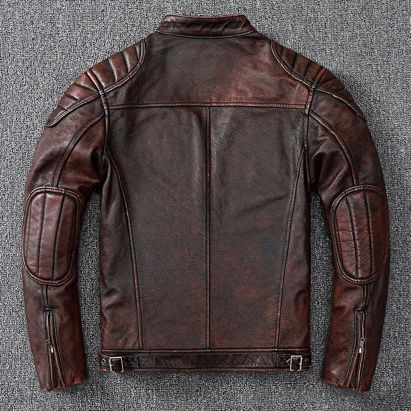 Veste Classique de Motard en Peau de Vache