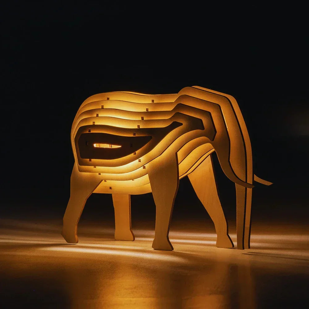 Lampe Animale 3D en Bois – Veilleuse DIY Interactive