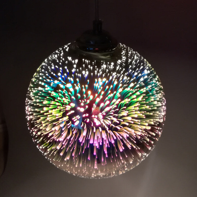 Moderní kreativní 3D barevná magická skleněná závěsná lampa s jedním světlem a kupolovitým stínidlem