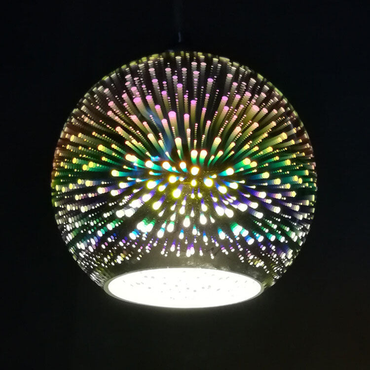 Moderní kreativní 3D barevná magická skleněná závěsná lampa s jedním světlem a kupolovitým stínidlem