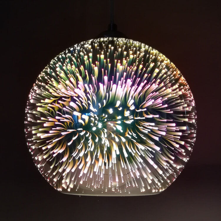 Moderní kreativní 3D barevná magická skleněná závěsná lampa s jedním světlem a kupolovitým stínidlem