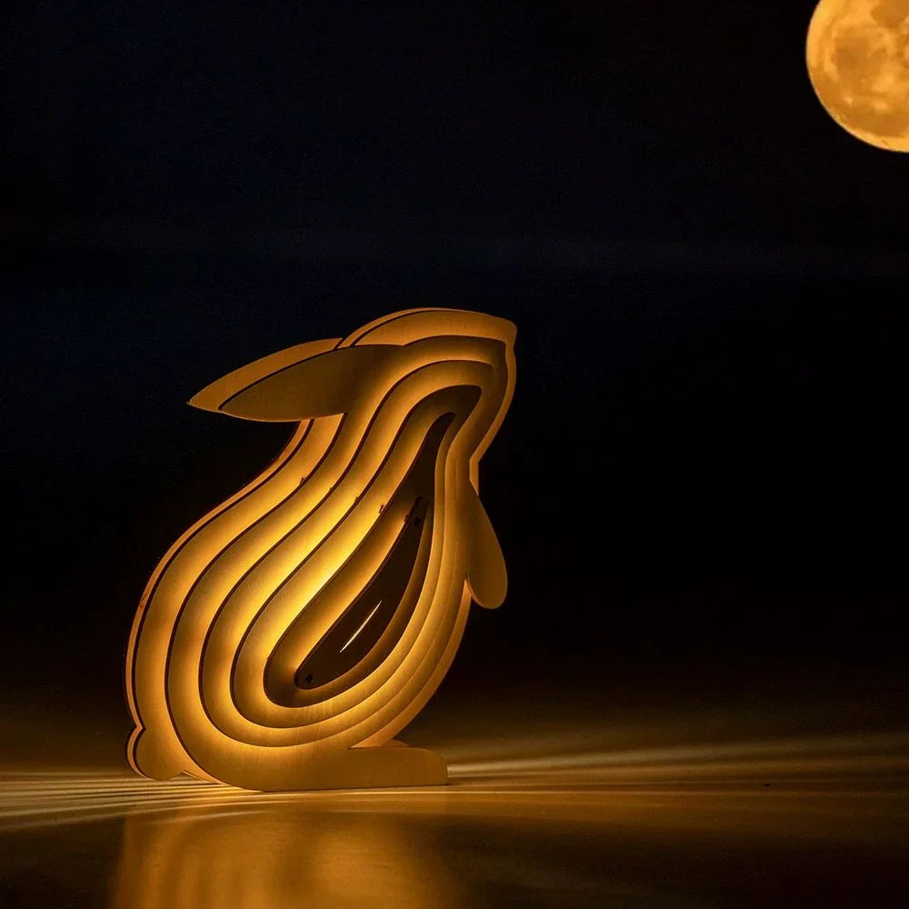 Lampe Animale 3D en Bois – Veilleuse DIY Interactive