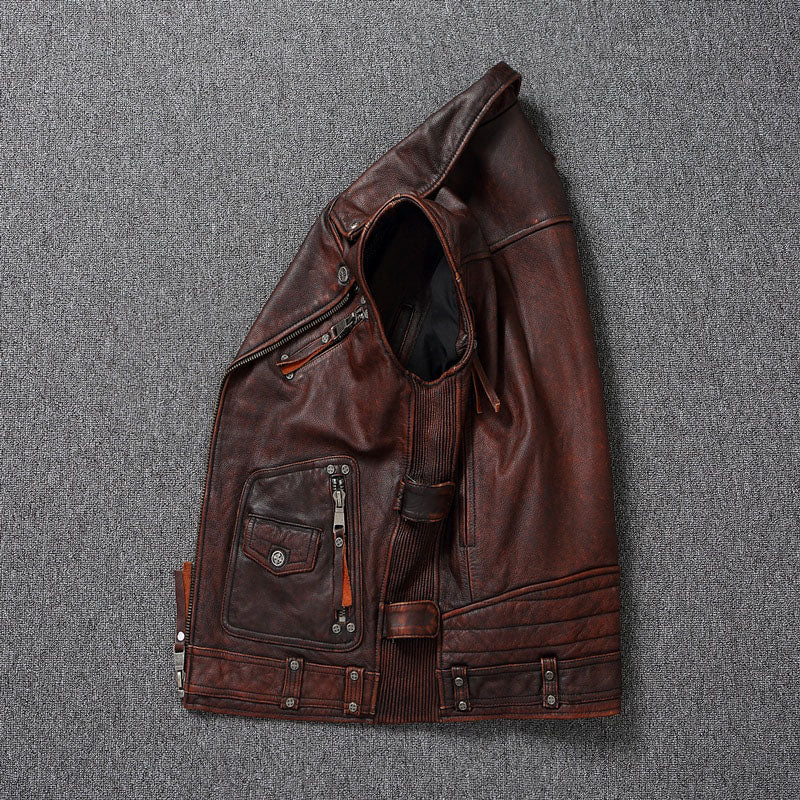 Gilet de moto vintage à couches