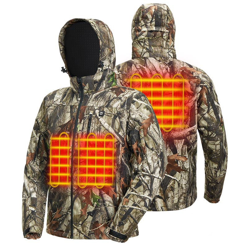 Men's Soft Shell Heated Jacket Coat with Detachable Hood Size S-XXXL