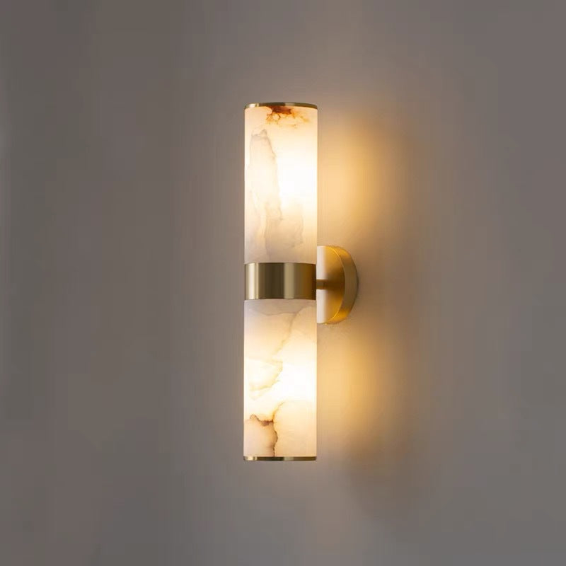 Moderne Alabaster- und Metall-Wandlampe – schwarz oder gold