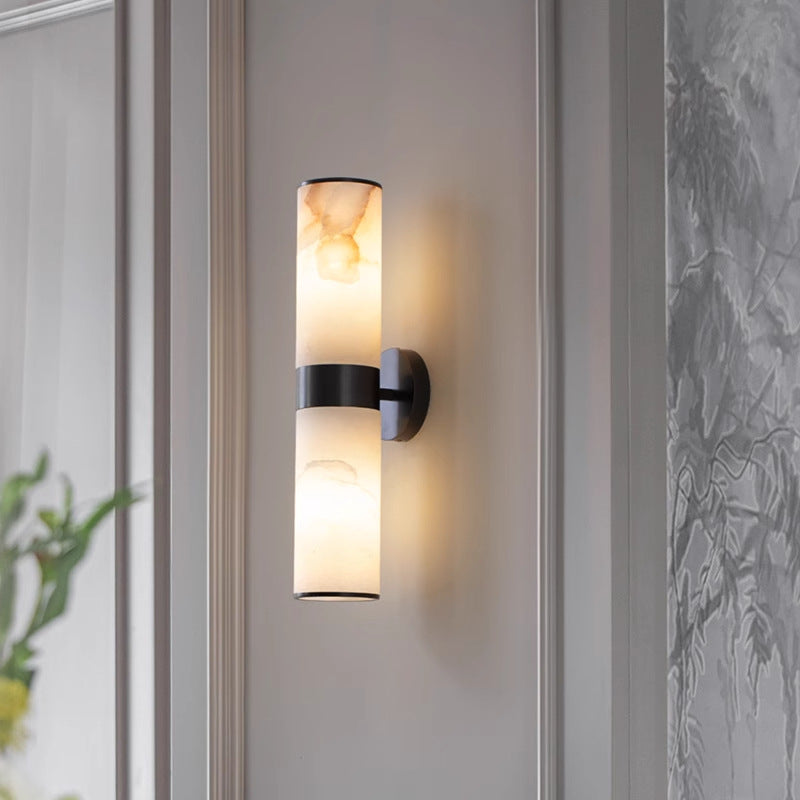 Moderne Alabaster- und Metall-Wandlampe – schwarz oder gold