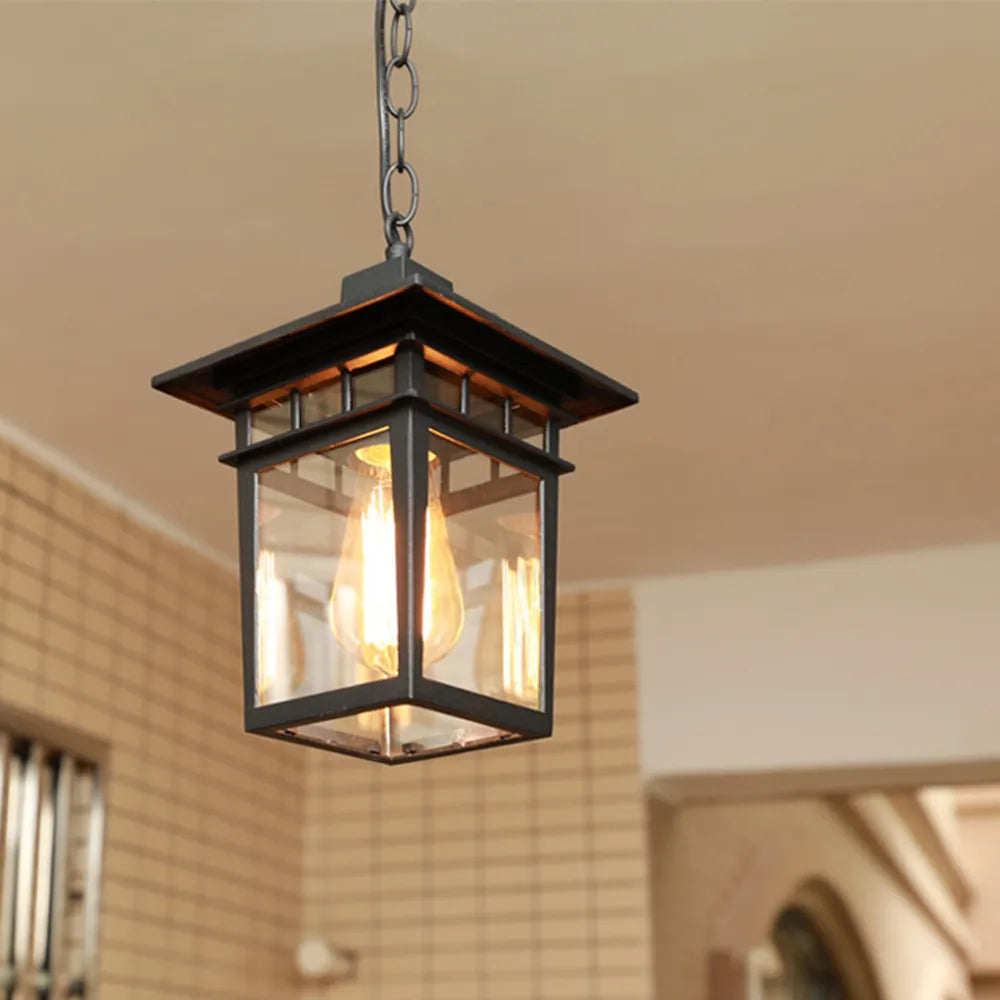 Lampe suspendue en verre rétro d'extérieur Vrimlo