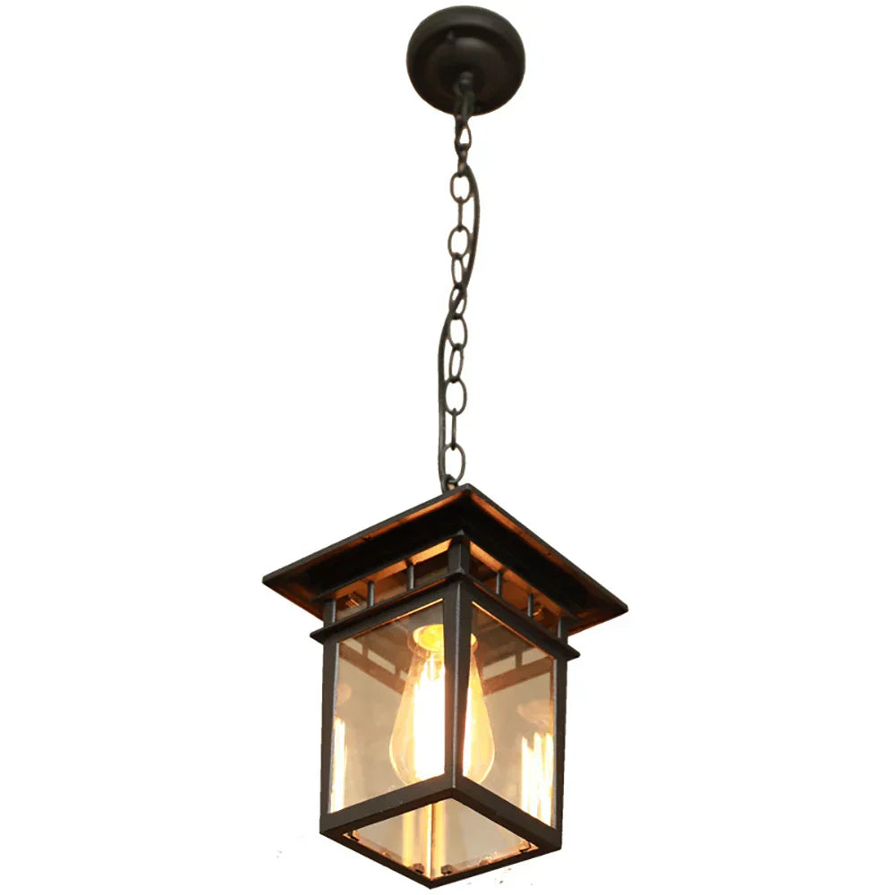 Lampe suspendue en verre rétro d'extérieur Vrimlo