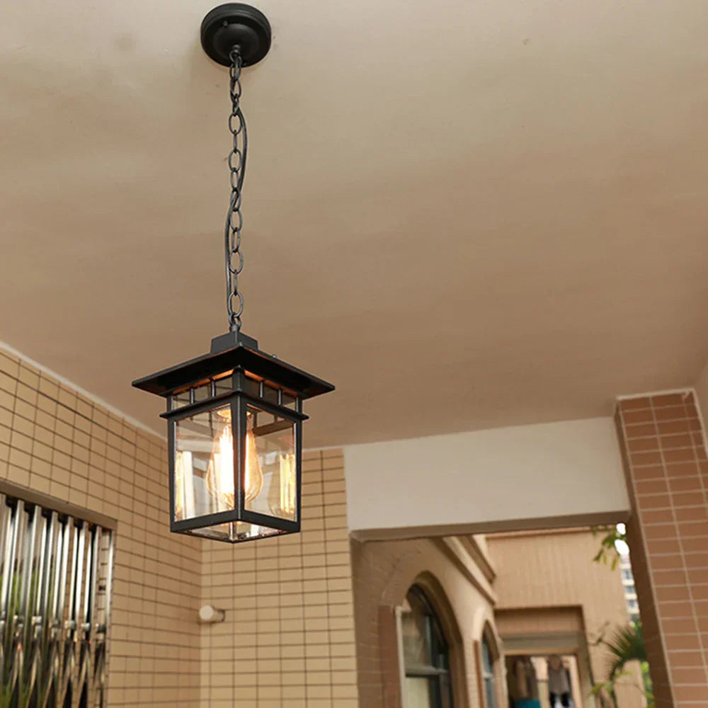 Lampe suspendue en verre rétro d'extérieur Vrimlo