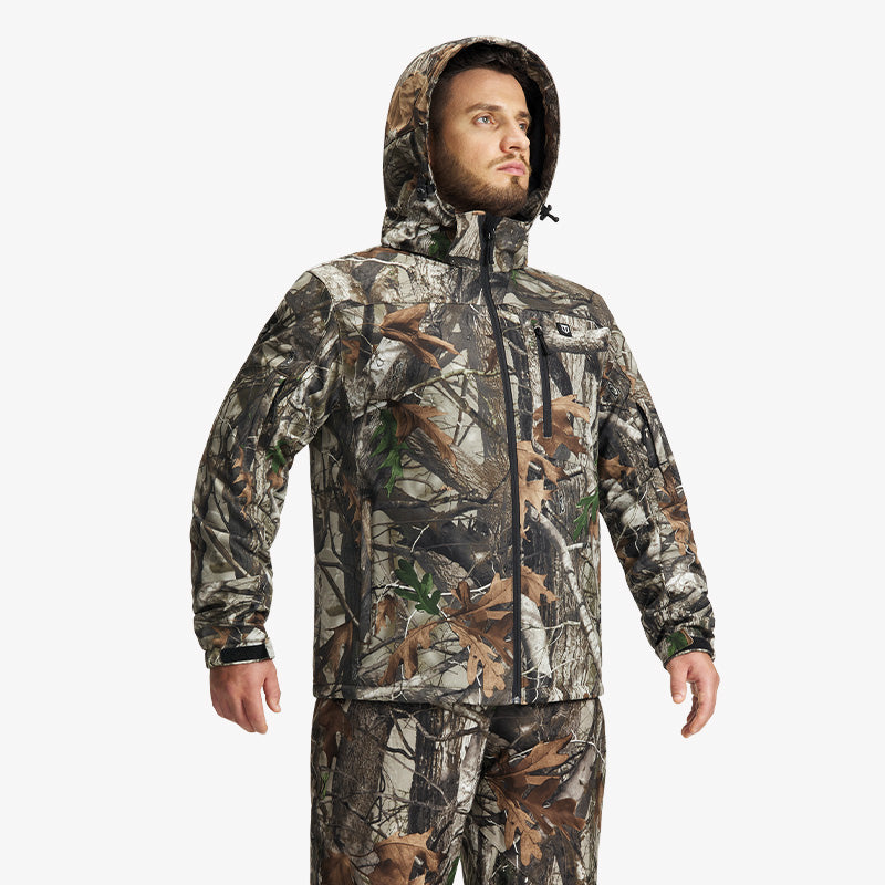 Men's Soft Shell Heated Jacket Coat with Detachable Hood Size S-XXXL