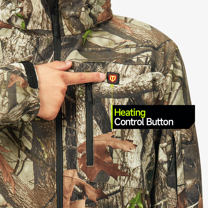 Men's Soft Shell Heated Jacket Coat with Detachable Hood Size S-XXXL