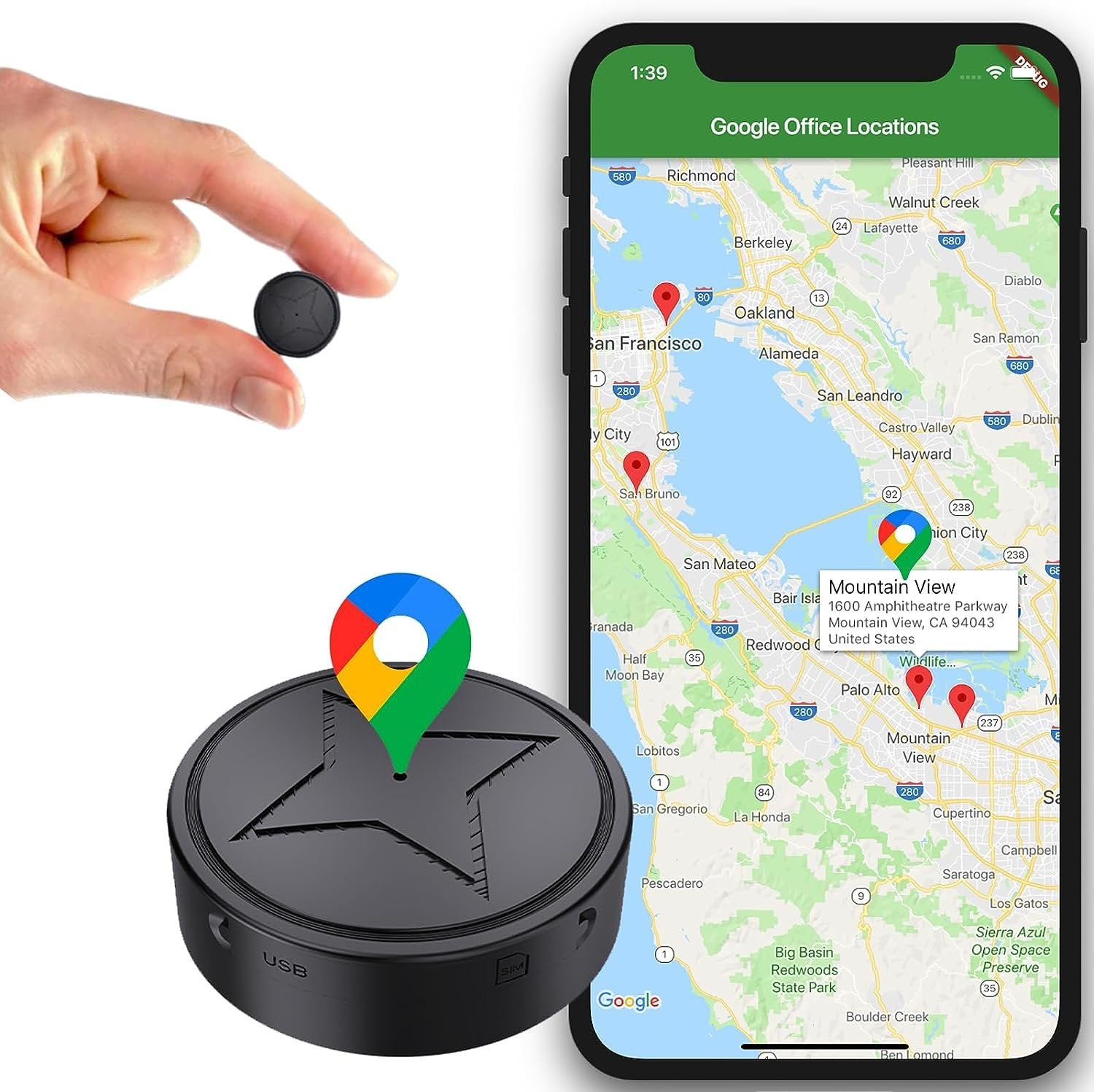 Magnetisk mini GPS-sporer for sanntidssporing