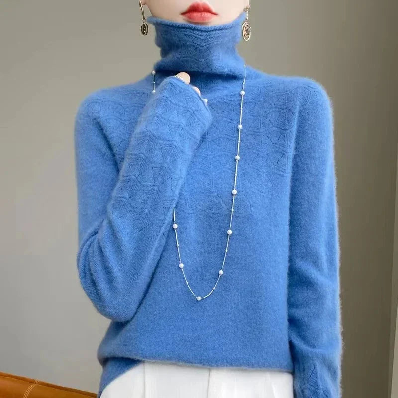 Pull à col roulé pour femmes en laine mérinos 100 %