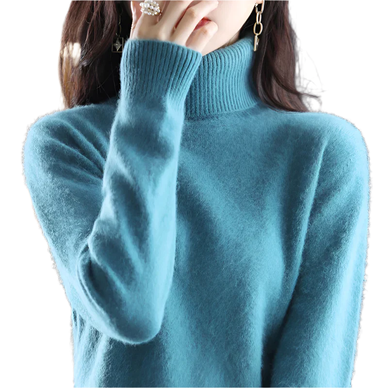 Sinead : Pull à col roulé en cachemire 100 % tricoté au Japon pour femmes : essentiel automne & hiver