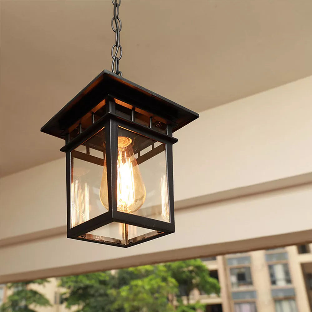 Lampe suspendue en verre rétro d'extérieur Vrimlo