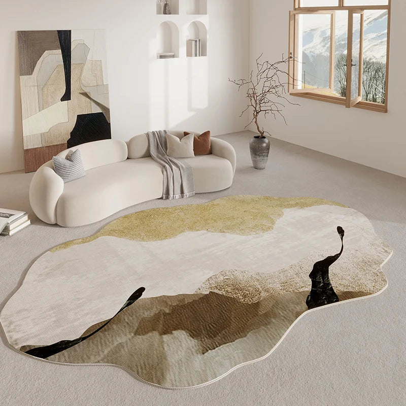 Beige abstrakt kremfarget stilteppe